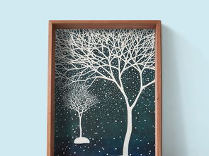 水彩小树风景 从设计素材到无框装饰画的艺术之旅